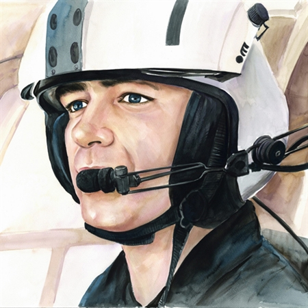 Hand-Painted Watercolor of A Military Pilot At Work, from Photo, by myDaVinci - myDaVinci